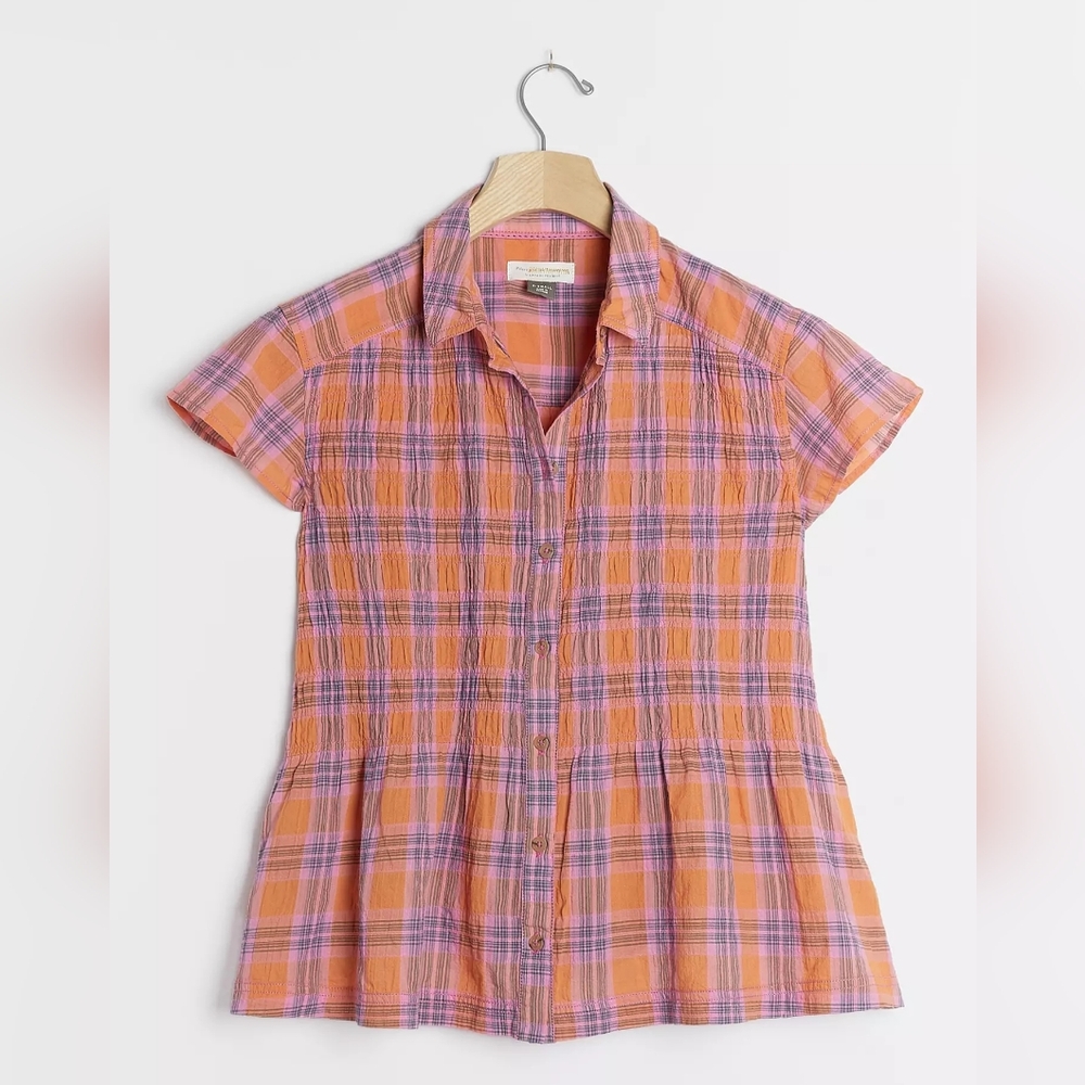 Anthropologie Pilcro and the letterpress Jenesa Smocked Buttondown